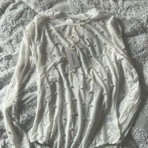 BNWT Pearl and rhinestone mesh bodysuit - size medium